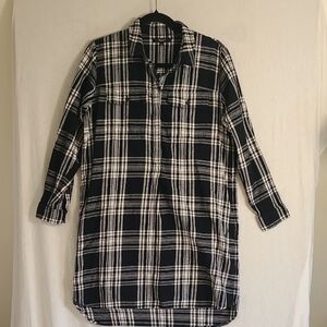 Madewell Flannel Daywalk Shirtdress  Black and White Plaid Size Small